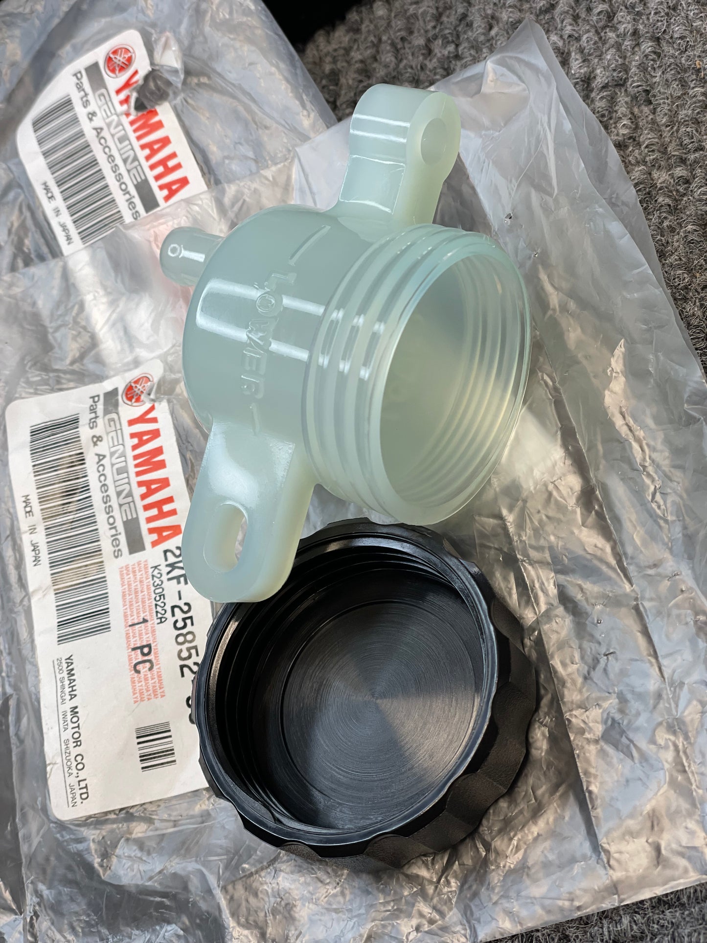 Yamaha OEM Tank Reservoir and Cap | 1A1-25894-01-00, 2KF-25852-50